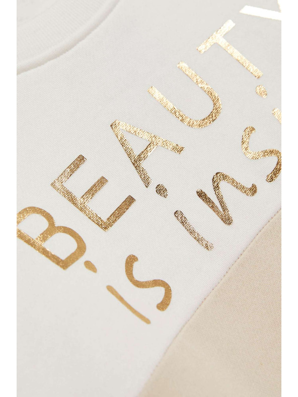 Moodo Sveter s potlačou tmavobéžový Moodo