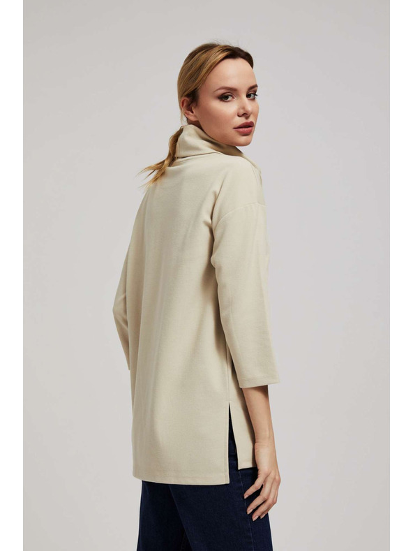 Moodo Mikina so širokým golierom pieskovej farby Moodo