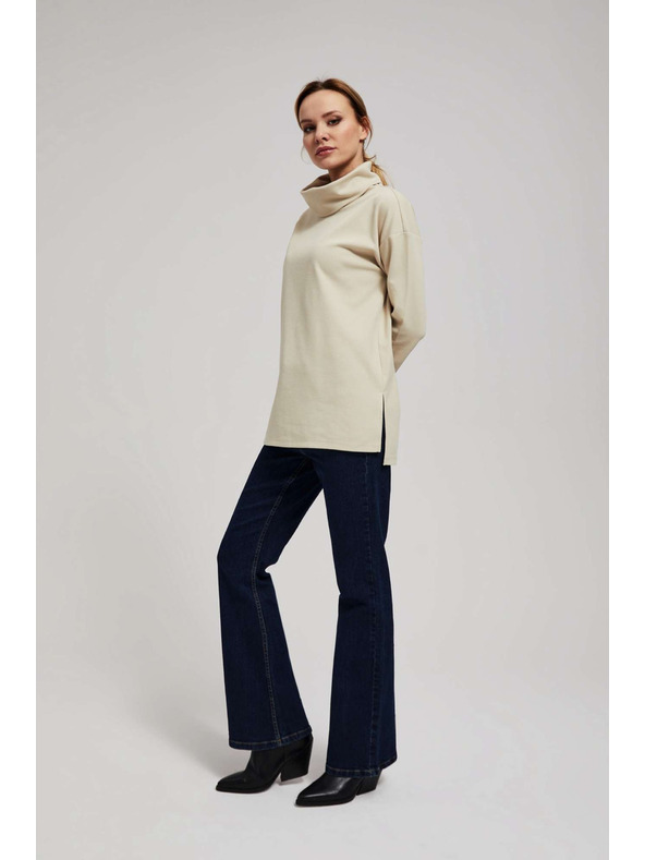 Moodo Mikina so širokým golierom pieskovej farby Moodo