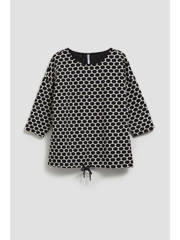 Moodo Biela a tmavmodrá blúzka s geometrickým vzorom Moodo