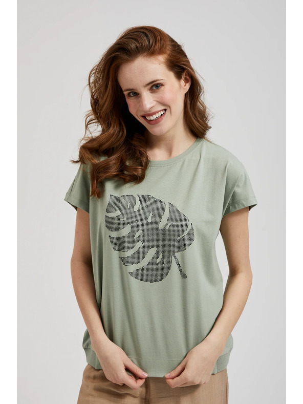 Moodo Blúzka s potlačou olivová Moodo