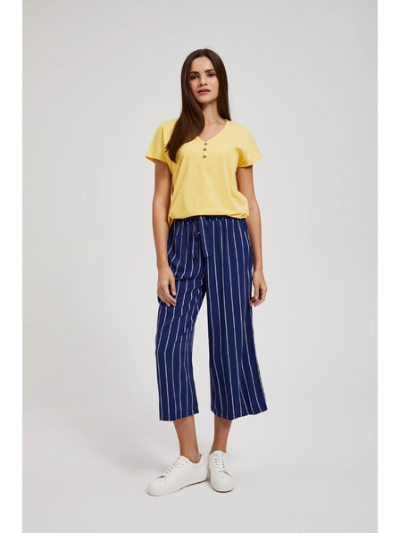 Moodo Žlté tričko s gombíkmi na výstrihu Moodo