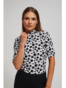 Moodo Vzorovaná blúzka s polo golierom perleťová Moodo