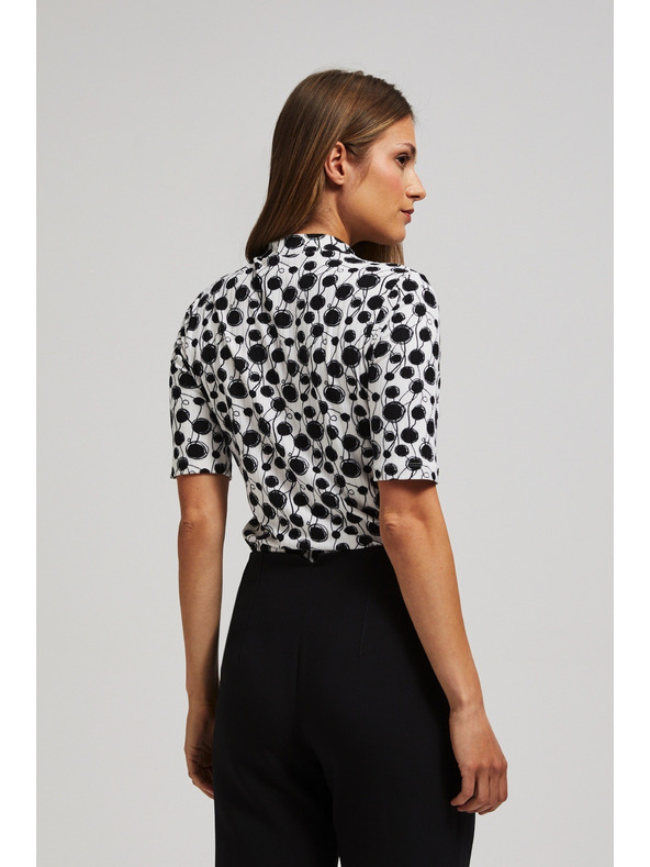 Moodo Vzorovaná blúzka s polo golierom perleťová Moodo