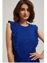 Moodo Žebrovaná blúzka s volánom modrá Moodo