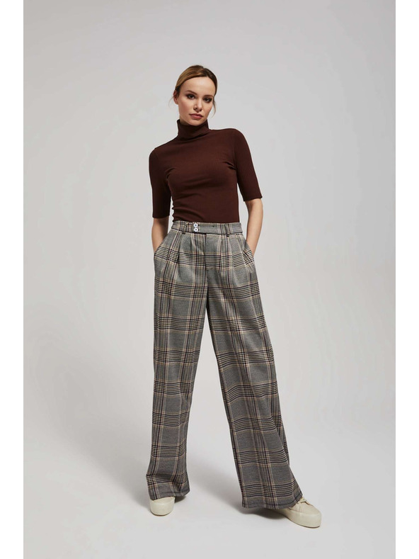 Moodo Žebrovaná blúzka so stojačkom hnedá Moodo