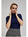Moodo Žebrovaná blúzka so stojačkom tmavmodrá Moodo