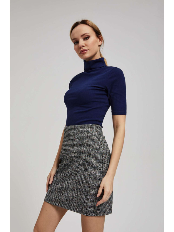 Moodo Žebrovaná blúzka so stojačkom tmavmodrá Moodo