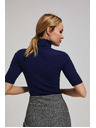 Moodo Žebrovaná blúzka so stojačkom tmavmodrá Moodo