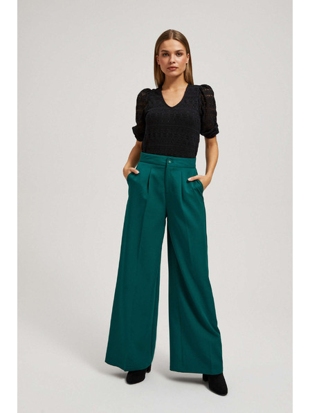 Moodo Čierna čipková blúzka s nafúknutými rukávmi Moodo