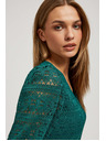 Moodo Smaragdová čipková blúzka s nafúknutými rukávmi Moodo
