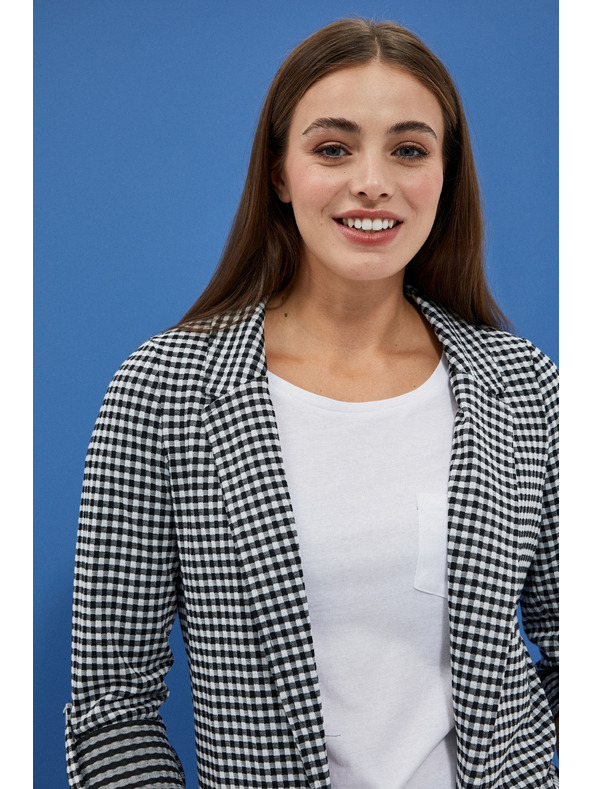Moodo Čiernobiele jemne kockované sako Moodo