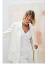 Moodo Elegantné sako biele so zahalenými rukávmi Moodo