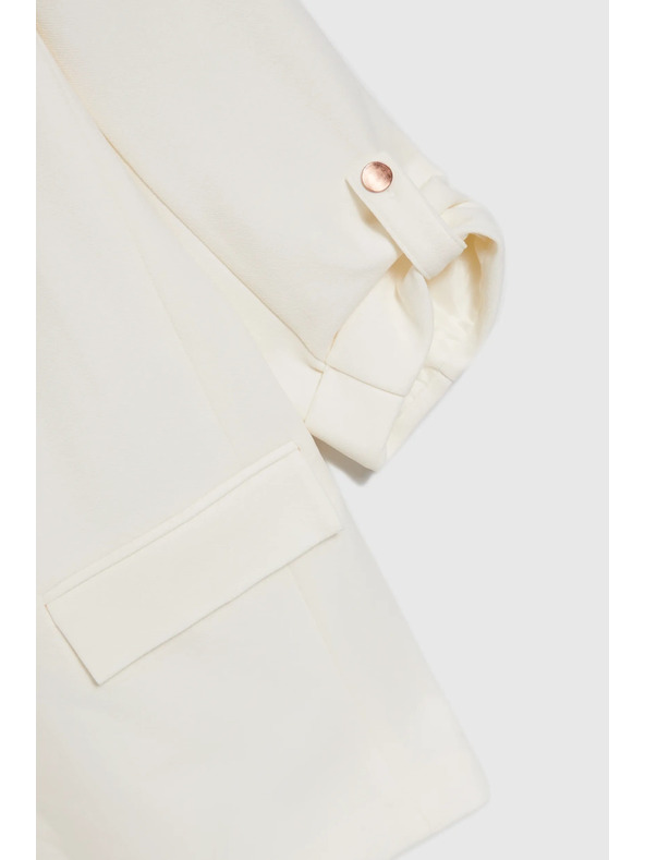 Moodo Elegantné sako biele so zahalenými rukávmi Moodo