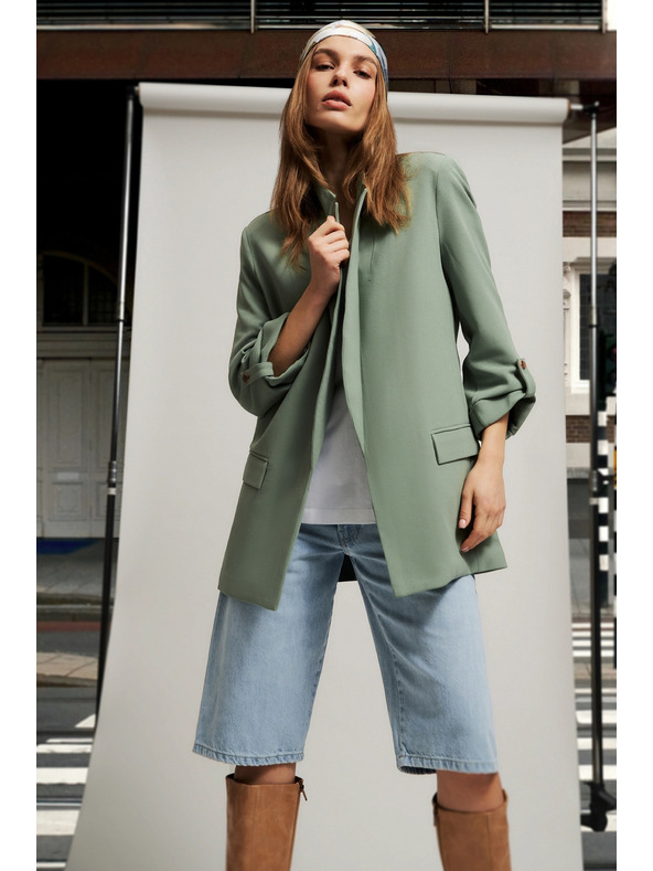 Moodo Sako s vyhrnutými rukávmi olivové Moodo