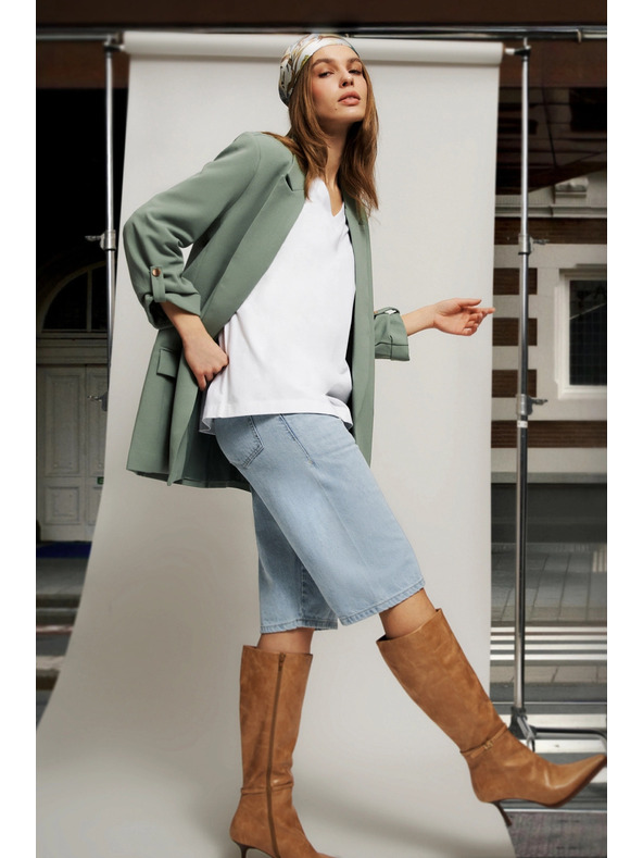 Moodo Sako s vyhrnutými rukávmi olivové Moodo