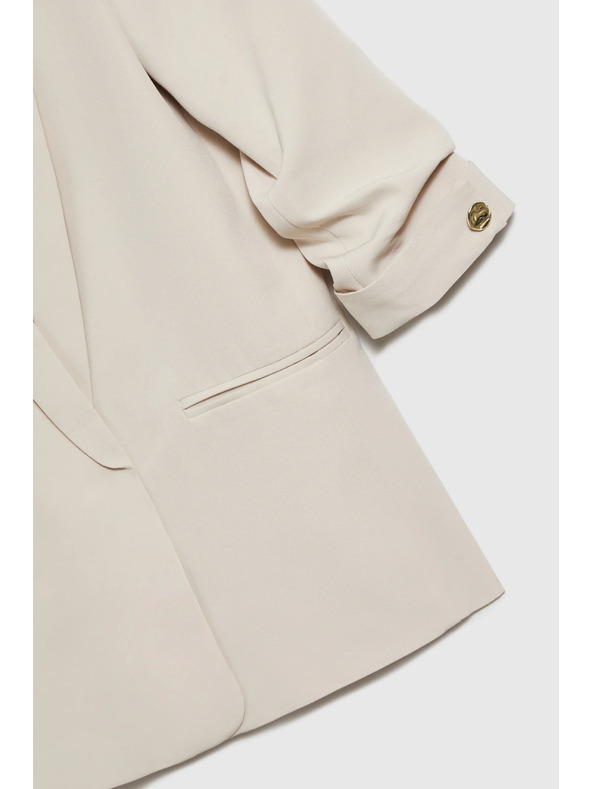Moodo Béžové sako so záhybmi na rukávoch 3/4 Moodo