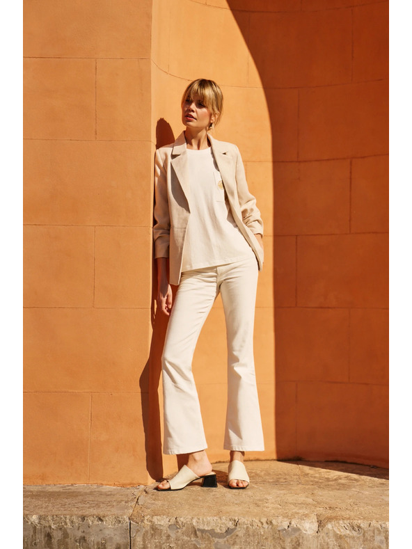 Moodo Sako so zriaseným 3/4 rukávom béžové Moodo