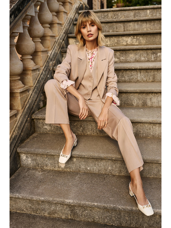 Moodo Dvojradové sako pruhované béžové Moodo