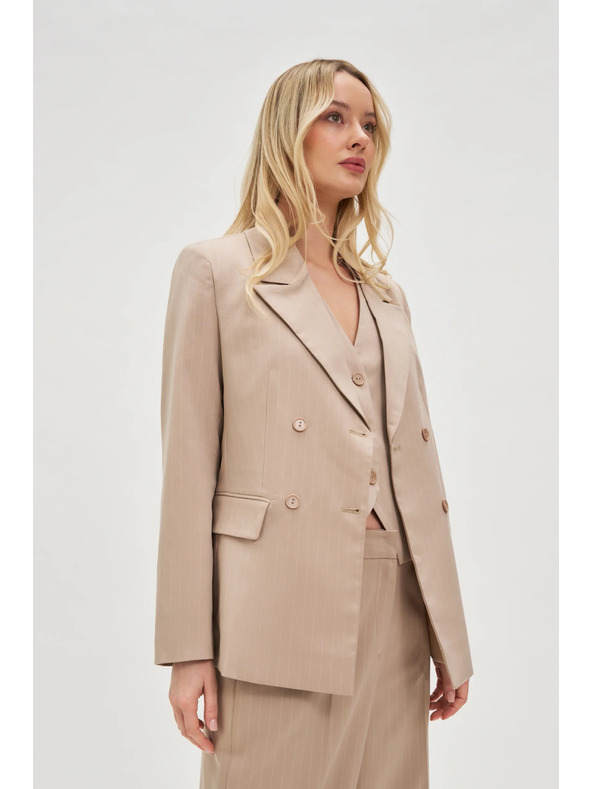 Moodo Dvojradové sako pruhované béžové Moodo