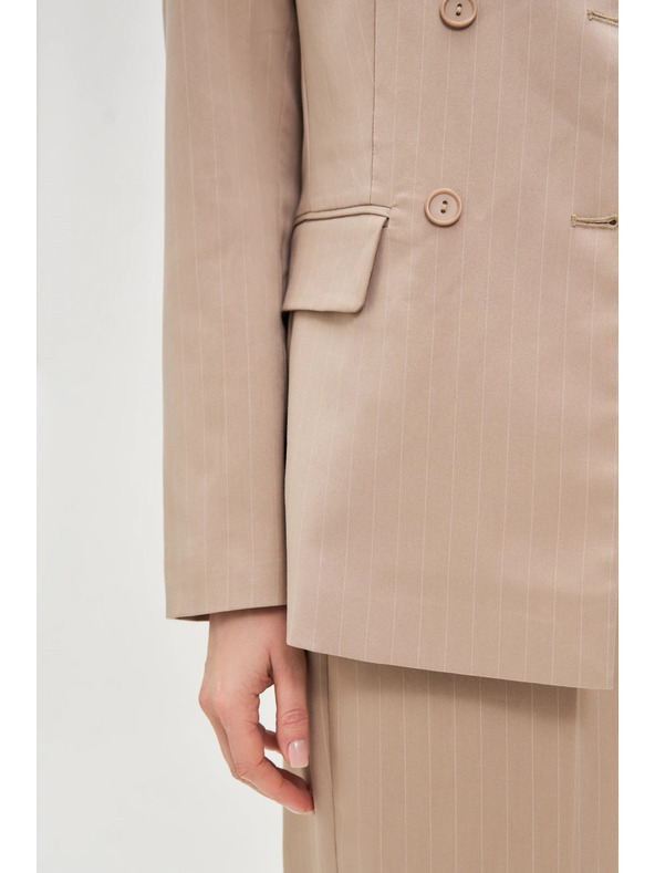 Moodo Dvojradové sako pruhované béžové Moodo