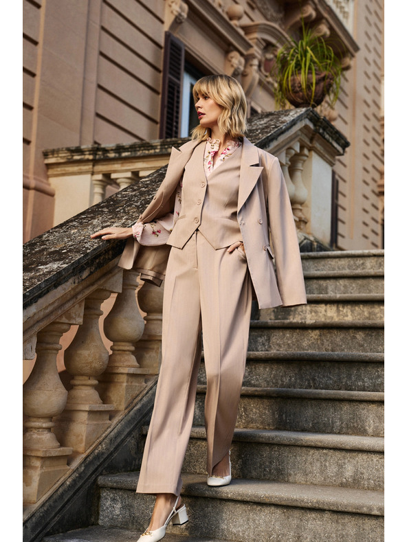 Moodo Dvojradové sako pruhované béžové Moodo