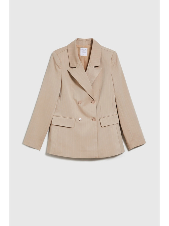 Moodo Dvojradové sako pruhované béžové Moodo