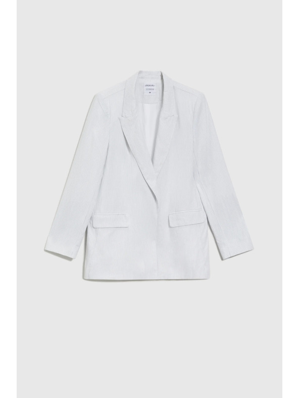 Moodo Viskózové sako s pruhmi biele Moodo