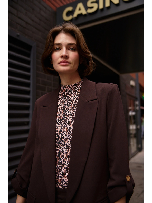 Moodo Sako s 3/4 rukávmi hnedé Moodo