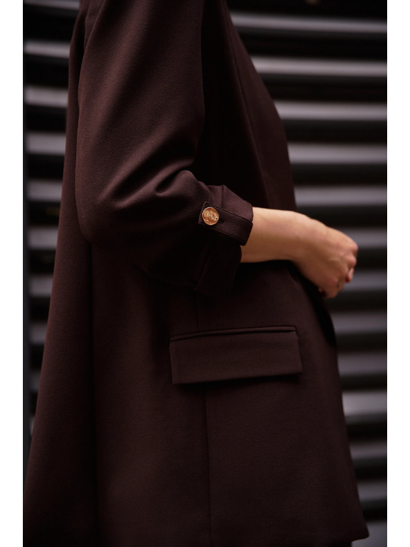 Moodo Sako s 3/4 rukávmi hnedé Moodo