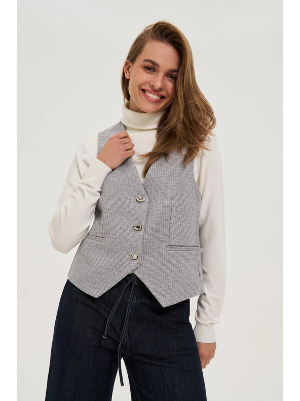 Moodo Vesta so zdobnými gombíkmi šedá Moodo