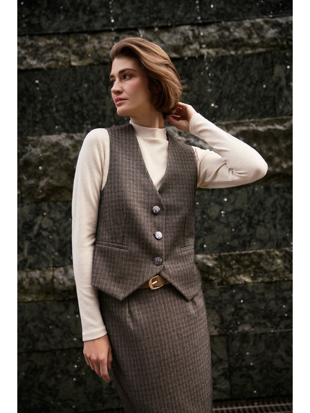 Moodo Elegantná vesta tmavo béžová Moodo