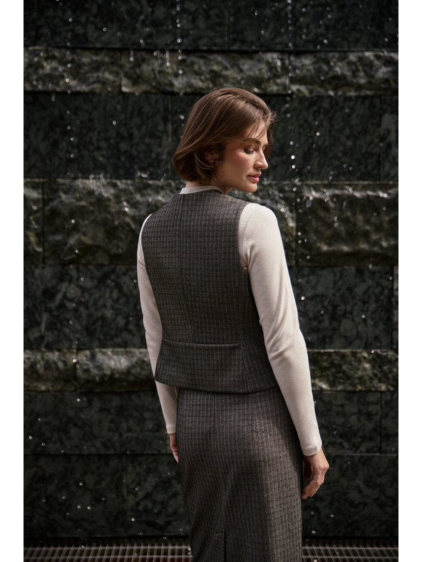 Moodo Elegantná vesta tmavo béžová Moodo