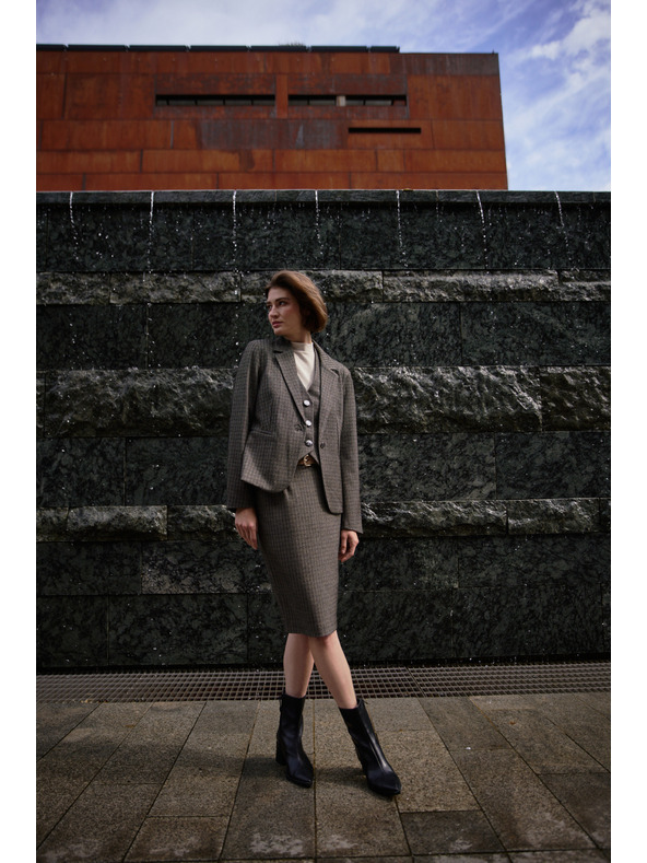 Moodo Jednostranný blejzer tmavo béžový Moodo