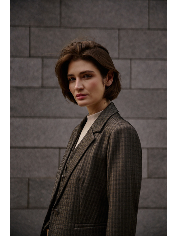 Moodo Jednostranný blejzer tmavo béžový Moodo