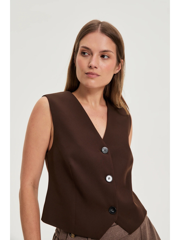 Moodo Elegantná vesta hnedá Moodo
