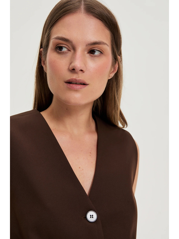 Moodo Elegantná vesta hnedá Moodo