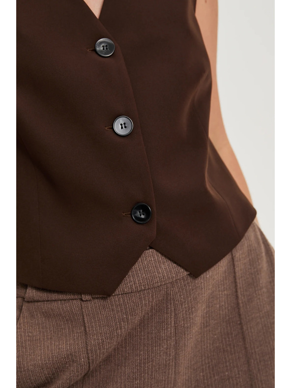 Moodo Elegantná vesta hnedá Moodo