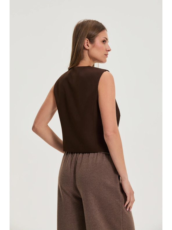 Moodo Elegantná vesta hnedá Moodo