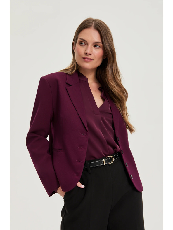 Moodo Krátke sako vínovej farby Moodo