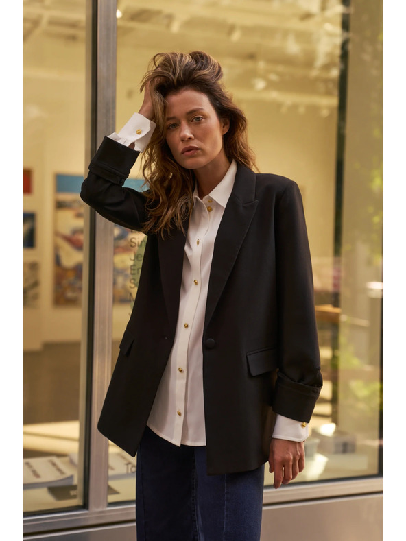 Moodo Hladké sako čierne Moodo