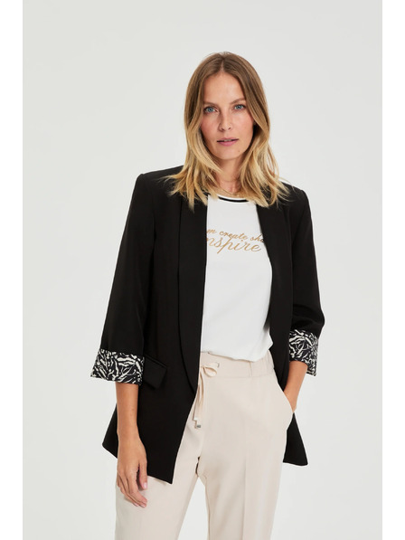 Moodo Sako so zdobnými manžetami čierne Moodo