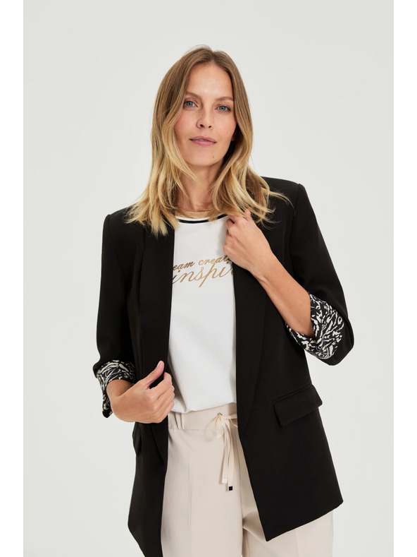 Moodo Sako so zdobnými manžetami čierne Moodo