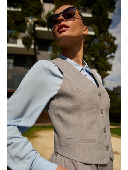 Moodo Elegantná vesta šedá Moodo
