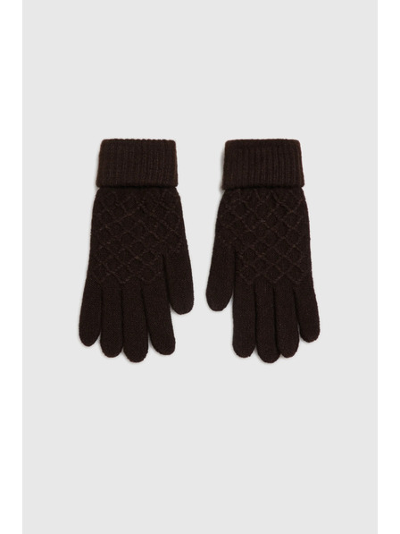 Moodo Hnedé pletené rukavice Moodo
