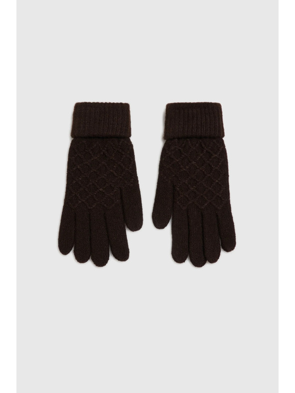 Moodo Hnedé pletené rukavice Moodo