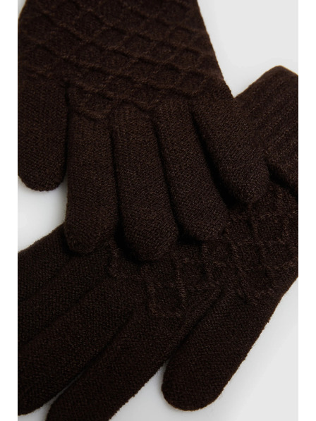 Moodo Hnedé pletené rukavice Moodo