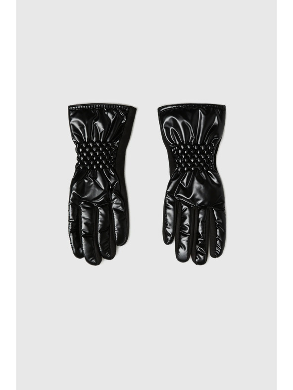 Moodo Rukavice z imitácie kože čierne Moodo