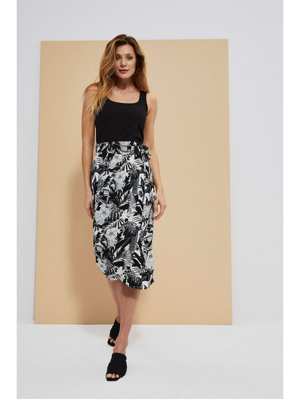 Moodo Čierna sukňa s rastlinnou potlačou Moodo