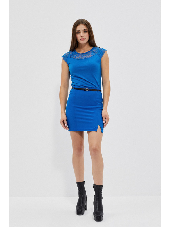 Moodo Modrá mini sukňa s páskom Moodo